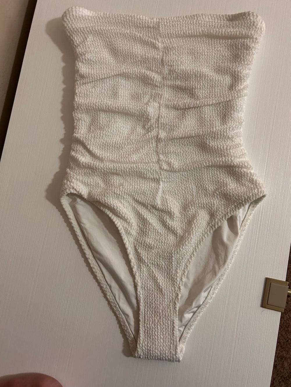 🔆🌴🥥NWOT🥥🌴🔆Milly Cabana White Textured Strapless One-Piece Swimsuit🥥🔆🌴